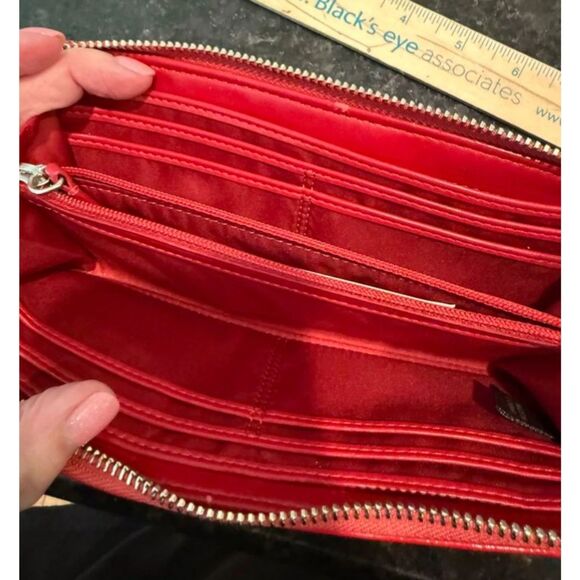 Coach Red Wallet with Signature Pattern - Picture 5 of 6